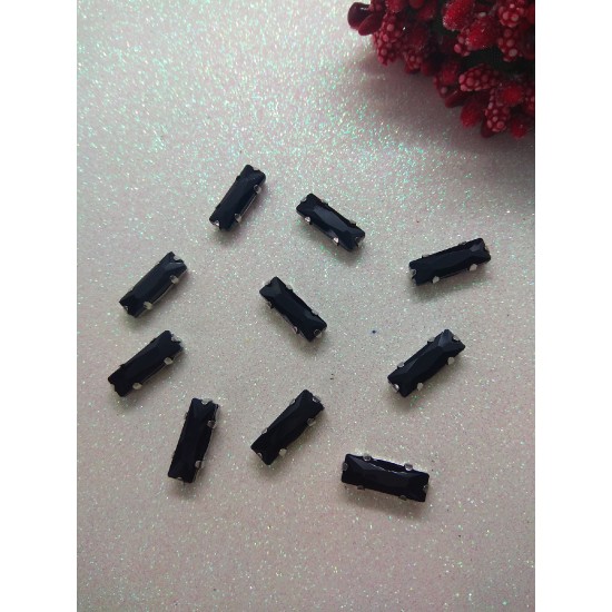 Стразы в цапах "Палочки" цв. черный, цена за 1 шт